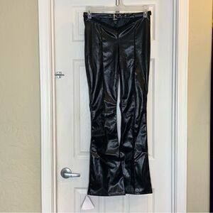 EGO Low Rise Dipped Waistband Lace Trim Belted Black Trousers Size 4